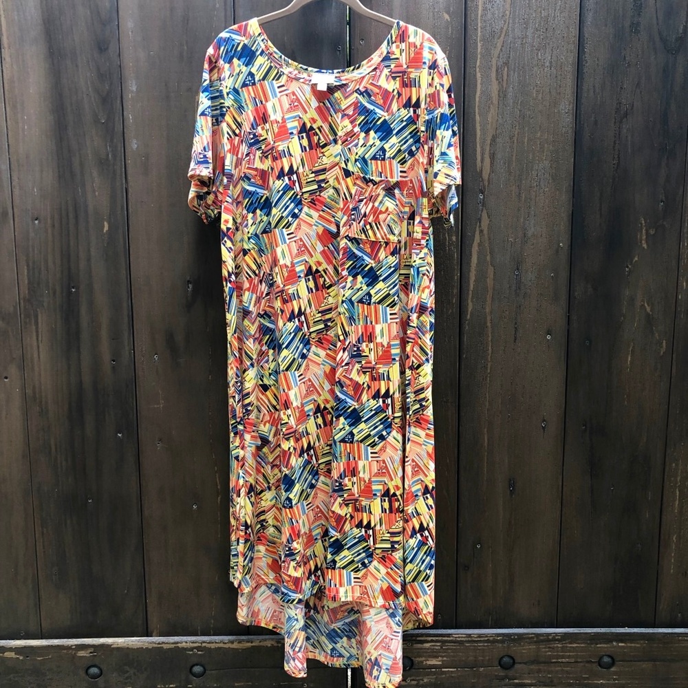 Lularoe Carly Abstract High/Low Dress Plus Size